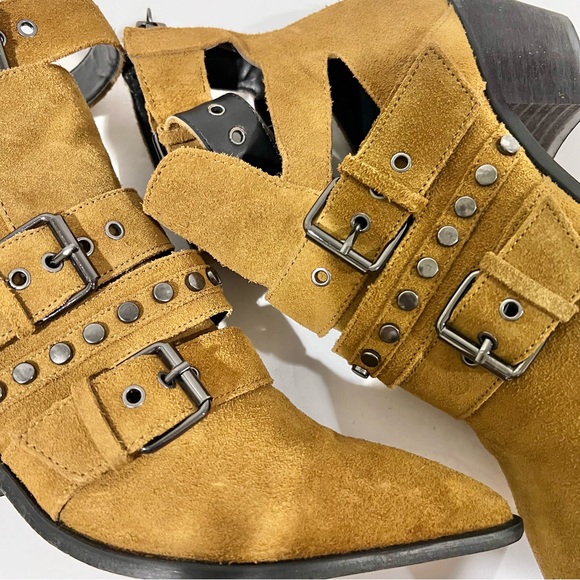 Zara | Khaki strapped buckled studded pointed toe booties - Picture 8 of 8